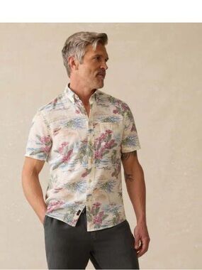 NWT Faherty Breeze Kai-Molokai scenic Tropical Button-Down Shirt Sz L $158